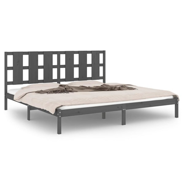 vidaXL Sängram grå massiv furu 200x200 cm Grå