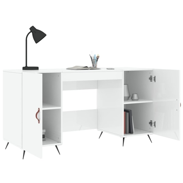 vidaXL Skrivbord vit högglans 140x50x75 cm konstruerat trä Vit