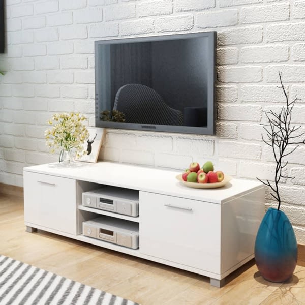 vidaXL Tv-bänk högglans vit 120x40,5x35 cm Vit