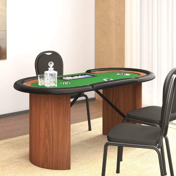 vidaXL Pokerbord med markerhållare 10 spelare 160x80x75 cm grön Grön