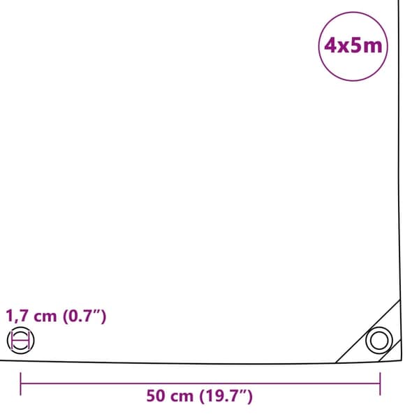 vidaXL Presenning 650 g/m² 4x5 m vit Vit