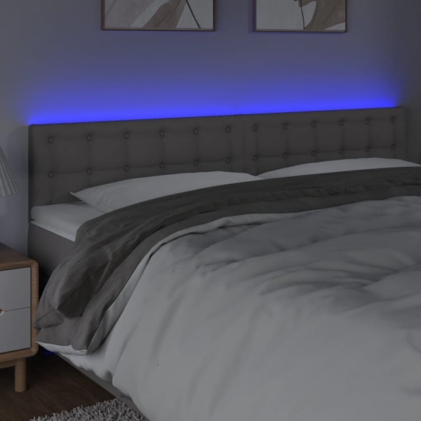vidaXL Sänggavel LED grå 180x5x78/88 cm konstläder Grå