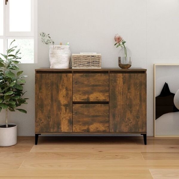vidaXL Skänk rökfärgad ek 104x35x70 cm konstruerat trä Brun