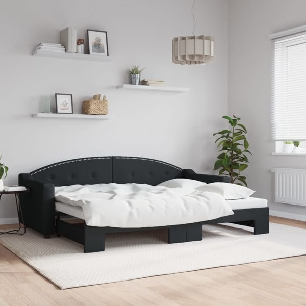 vidaXL Dagbädd utdragbar svart 80x200 cm tyg Svart