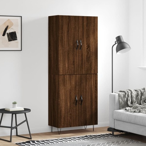 vidaXL Högskåp brun ek 69,5x34x180 cm konstruerat trä Brun