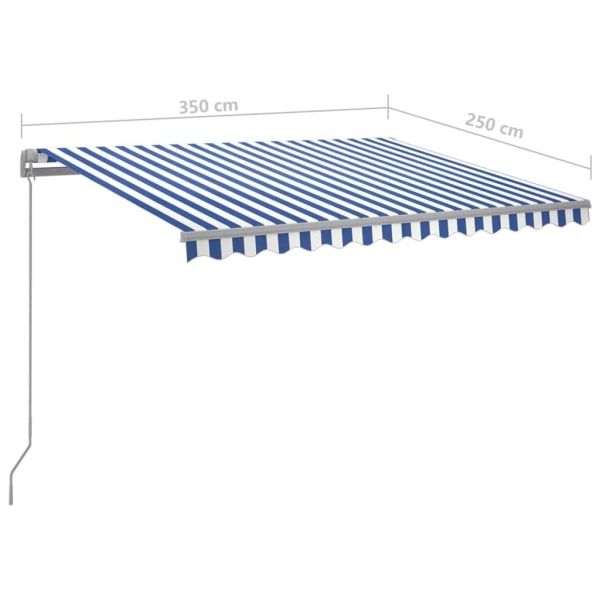 vidaXL Automatisk markis med vindsensor & LED 3,5x2,5 m blå och vit Blå