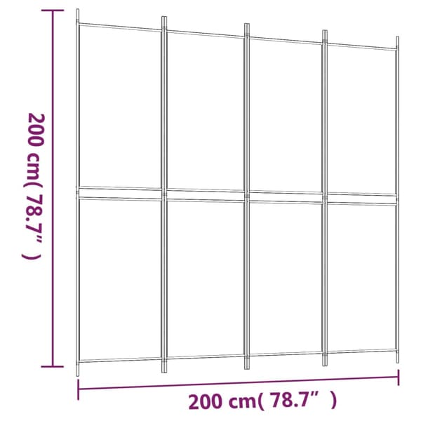 vidaXL Rumsavdelare 4 paneler brun 200x200 cm tyg Brun