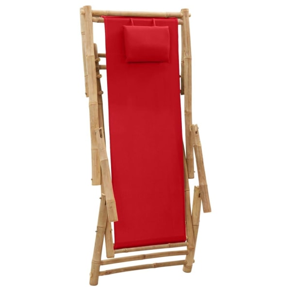 vidaXL Solstol bambu och kanvas röd Röd