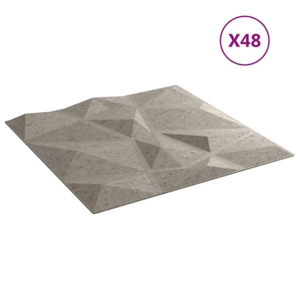 vidaXL Väggpaneler 48 st betonggrå 50x50 cm XPS 12 m² diamant Grå