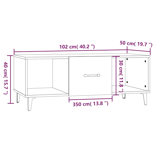 vidaXL Soffbord brun ek 102x50x40 cm konstruerat trä Brun