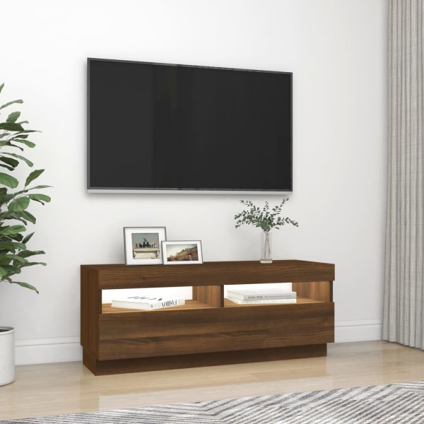 vidaXL Tv-bänk med LED-belysning brun ek 100x35x40 cm Brun