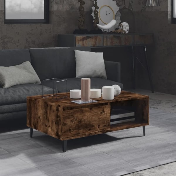 vidaXL Soffbord rökfärgad ek 90x60x35 cm konstruerat trä Brun