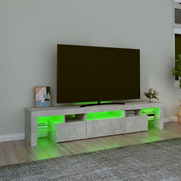 vidaXL Tv-bänk med LED-belysning betonggrå 200x36,5x40 cm Grå