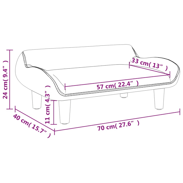 vidaXL Barnsoffa ljusgrå 70x40x24 cm tyg Grå