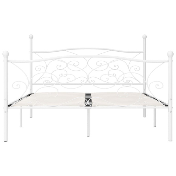 vidaXL Sängram med ribbotten vit metall 200x200 cm Vit