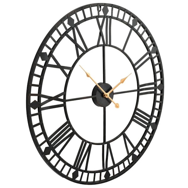 vidaXL Väggklocka med Quartz-urverk metall 60 cm XXL Svart