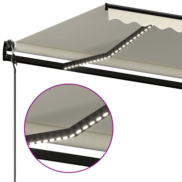 vidaXL Automatisk markis med vindsensor & LED 450x350 cm gräddvit Creme