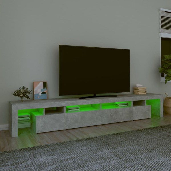 vidaXL Tv-bänk med LED-belysning betonggrå 260x36,5x40 cm Grå