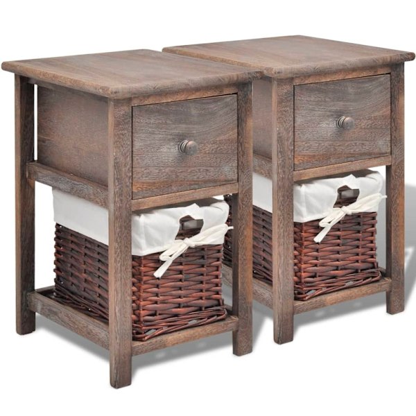 vidaXL Shabby Chic nattduksbord trä bruna 2 st Brun