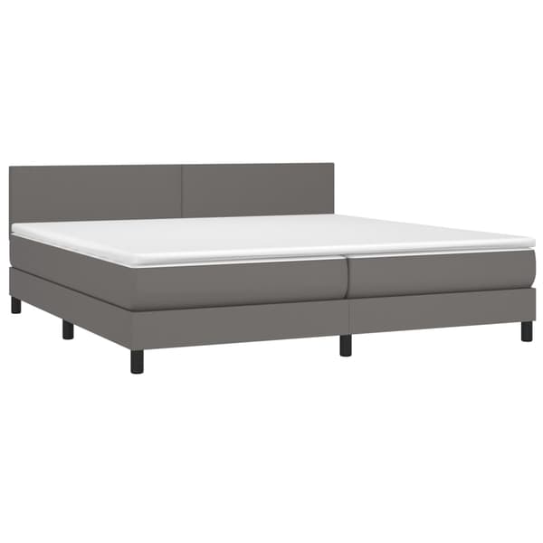 vidaXL Ramsäng med madrass grå 200x200 cm konstläder Grå