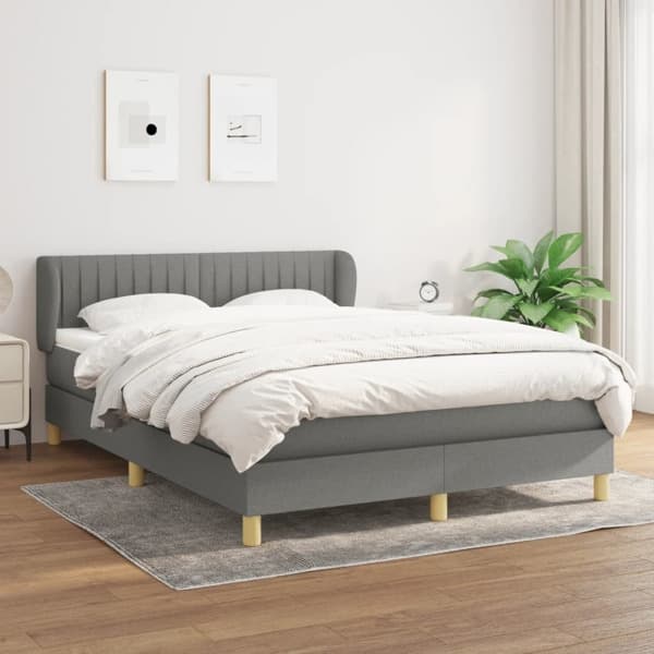 vidaXL Ramsäng med madrass mörkgrå 140x200 cm tyg Grå