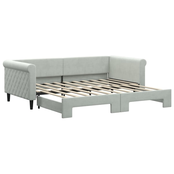 vidaXL Dagbädd utdragbar ljusgrå 90x190 cm sammet Grå