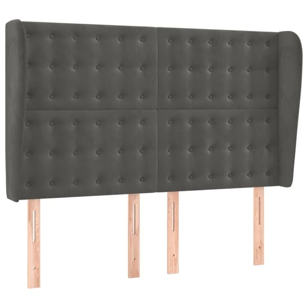vidaXL Ramsäng med madrass & LED mörkgrå 140x200 cm sammet Grå