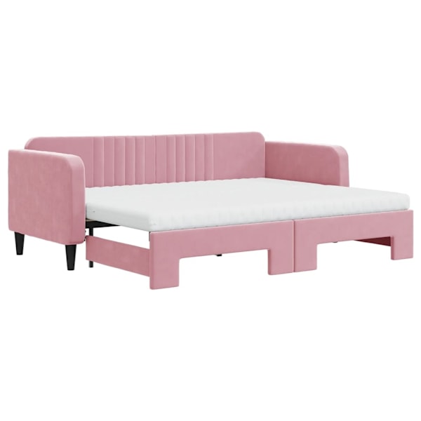 vidaXL Dagbädd utdragbar med madrasser rosa 80x200 cm sammet Rosa