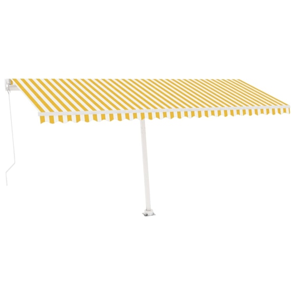 vidaXL Fristående markis manuellt infällbar 500x350 cm gul/vit Gul