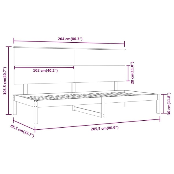 vidaXL Dagbädd vit 80x200 cm massiv furu Vit