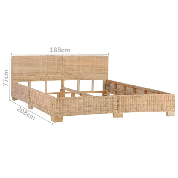 vidaXL Handvävd sängram utan madrass äkta rotting 180x200 cm Brun