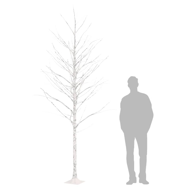 vidaXL Björkträd med LED varmvit 240 LEDs 300 cm Vit