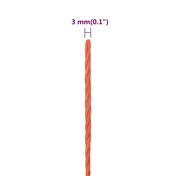 vidaXL Rep orange 3 mm 25 m polypropylen