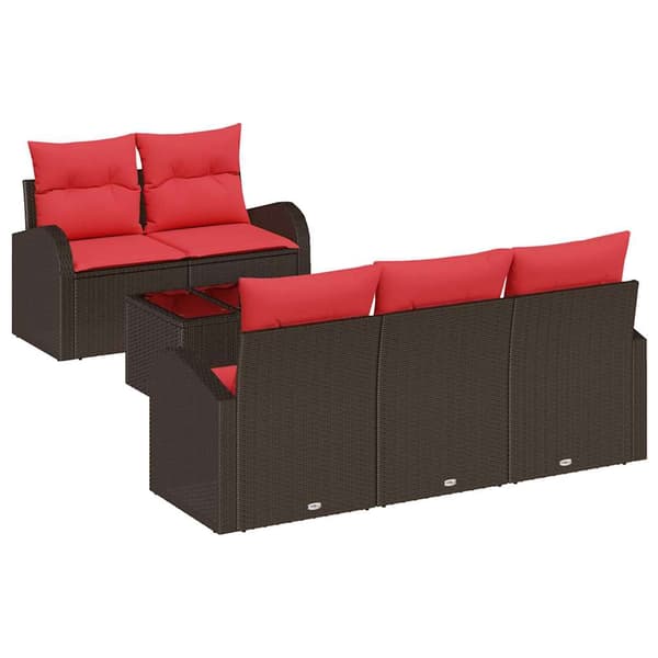 vidaXL Soffset 6 st 5-Antal sittplatser Brun Polyester Brun