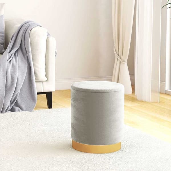 vidaXL Rund förvaringspall ljusgrå sammet 31 x 37 cm grå