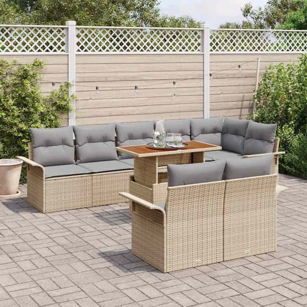 vidaXL Trädgårdsoffset 9 st Beige Poly rattan Beige