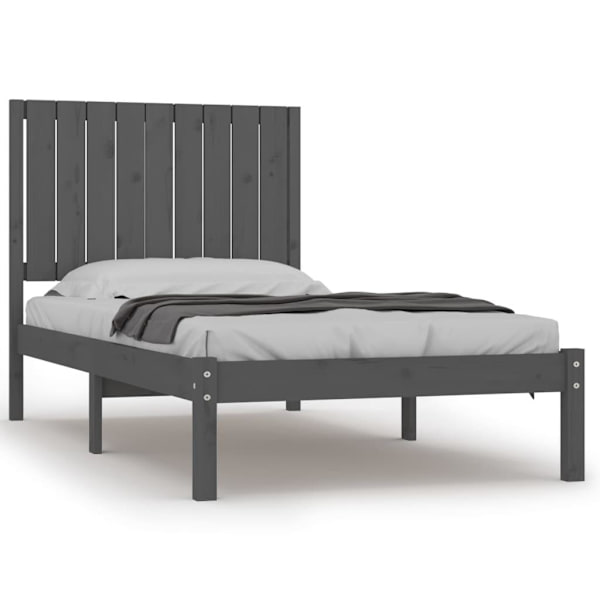 vidaXL Sängram grå massiv furu 90x200 cm Grå