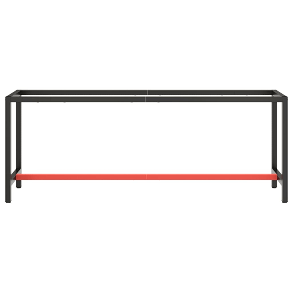 vidaXL Ram för arbetsbänk svart och matt röd 210x50x79 cm metall Svart