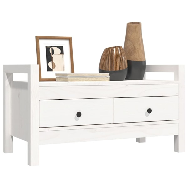 vidaXL Skobänk vit 80x40x43cm massiv furu Vit