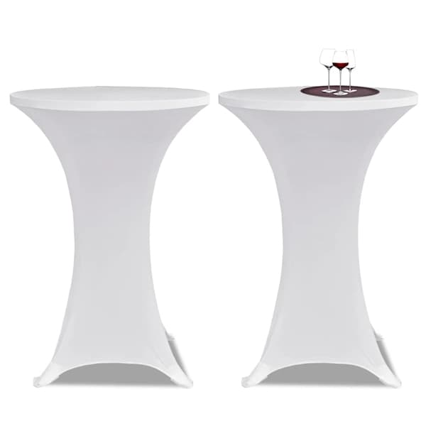 vidaXL Överdrag till ståbord 2 st Ø 80 cm stretch vit Vit