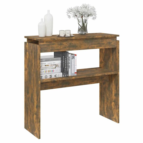 vidaXL Avlastningsbord rökfärgad ek 80x30x80 cm konstruerat trä Brun
