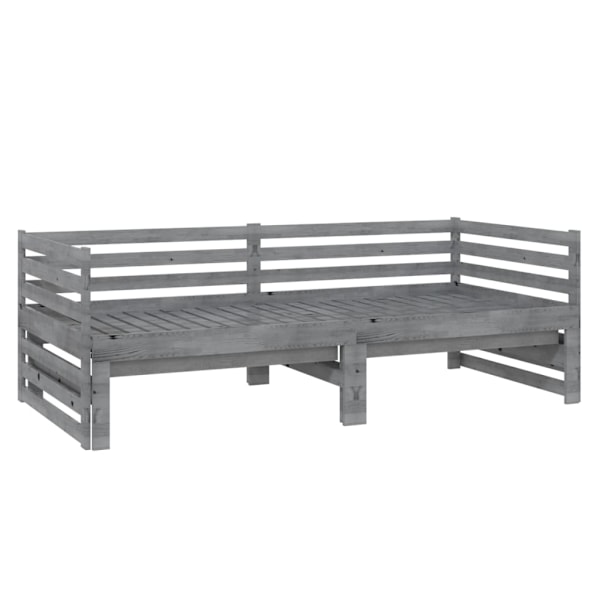 vidaXL Dagbädd grå massiv furu 2x(90x200) cm grå