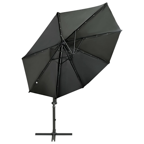 vidaXL Frihängande trädgårdsparasoll med stång och LEDs antracit 300cm Antracit