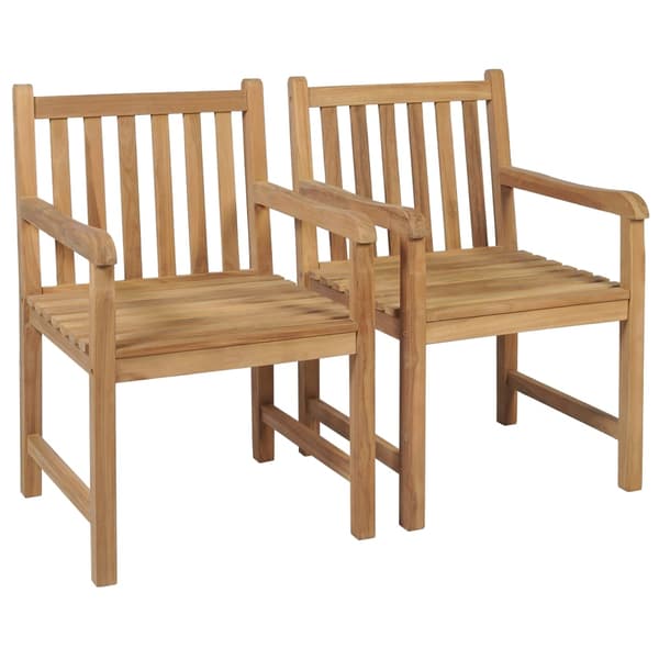 vidaXL Trädgårdsstolar 2 st med blåa dynor massiv teak Blå