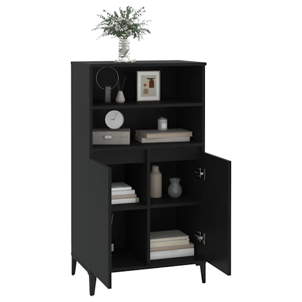 vidaXL Högskåp svart 60x36x110 cm konstruerat trä Svart