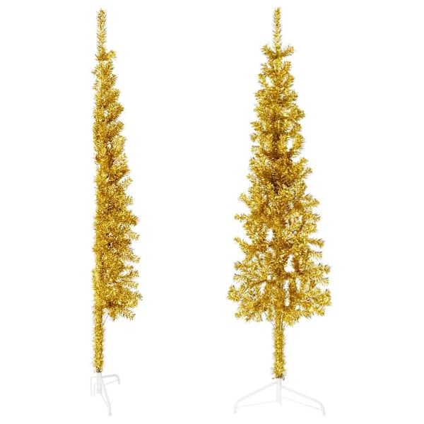 vidaXL Smal halv plastgran med stativ guld 120 cm Guld