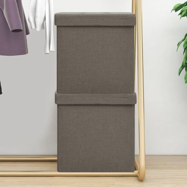 vidaXL Hopfällbara förvaringspallar 2 st taupe konstlinne Taupe