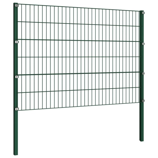 vidaXL Stängselpanel med stolpar järn 1,7x1,2 m grön Grön