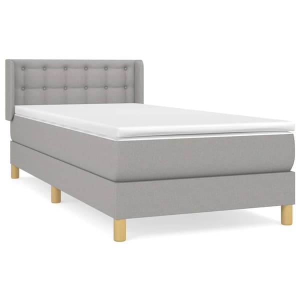 vidaXL Ramsäng med madrass ljusgrå 90x190 cm tyg Grå