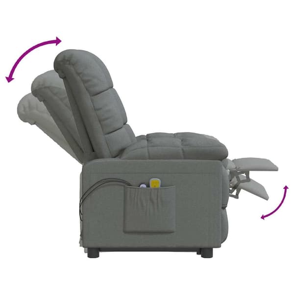 vidaXL Elektrisk massagefåtölj mörkgrå tyg grå
